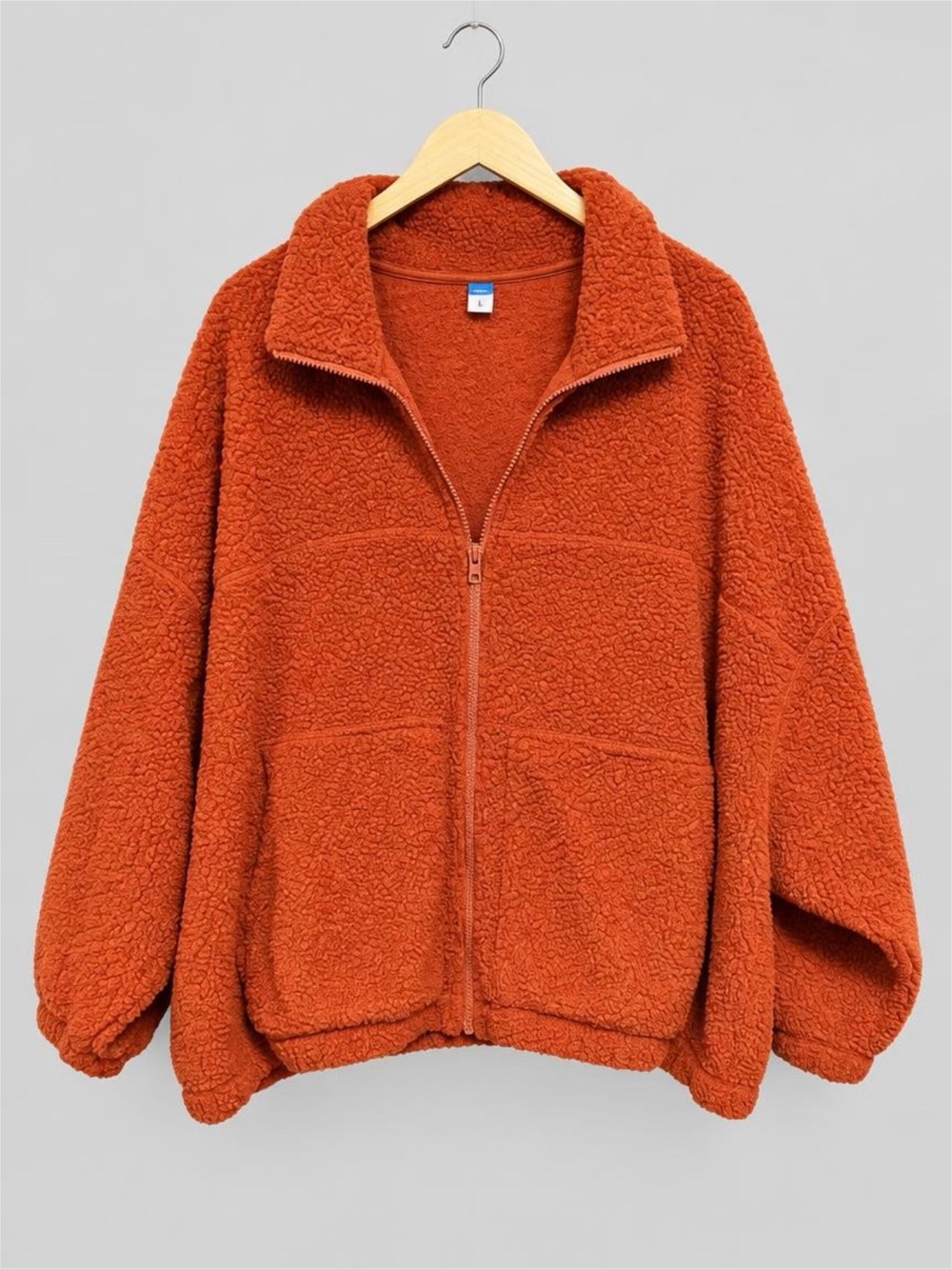 Old Navy Rust Orange Teddy Sherpa Zip Jacket